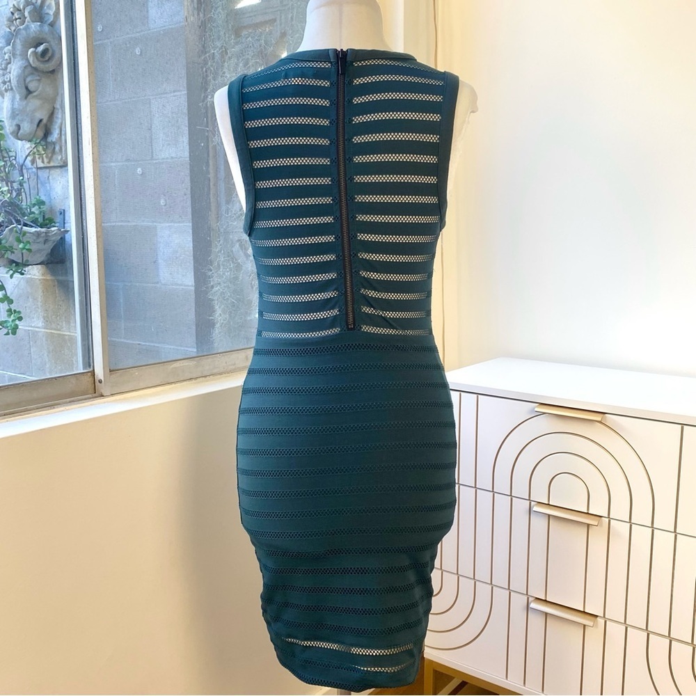 Urban Outfitters Silence + Noise Teal Mesh Stripe Bodycon Dress, M - Picture 4 of 8